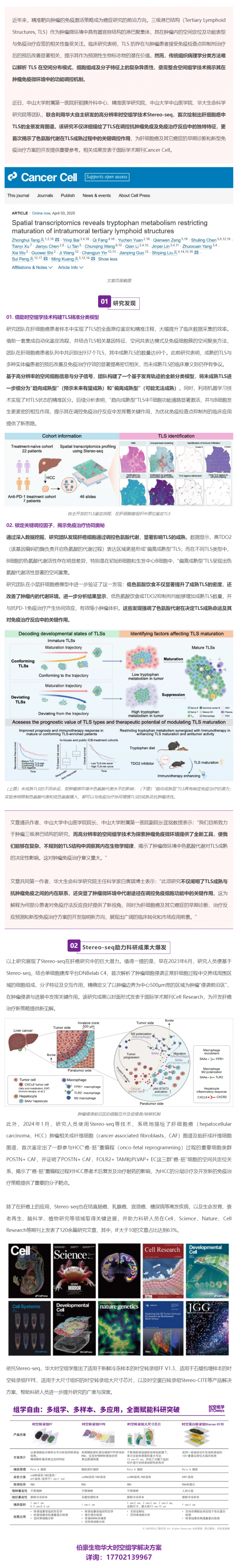Cancer Cell _ 首个肝细胞癌中 TLS 的全景发育图谱！Stereo-seq 助力肝癌研究再获